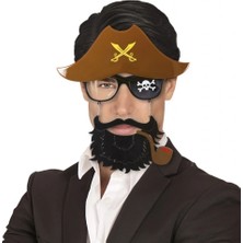 Pileli Store Kahve Şapkalı Pipolu Jack Sparrow Gözlüğü