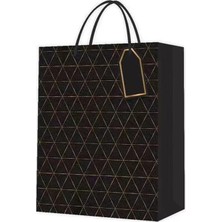 Pileli Store Desenli Siyah Küçük Karton Çanta