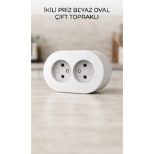 Pileli Store Beyaz Ikili Topraklı Sıva Üstü Duvar Prizi - Dekoratif Elektrik Çözümü