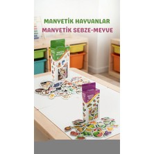 Pileli Store Eğitici Manyetik Oyuncak Seti, 30 Hayvan 26 Sebze ve Meyve Magnet