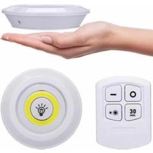 Pileli Store Yapışkanlı 3'lü Spot LED Işık Lamba Montajsız Pilli Uzaktan Kumandalı