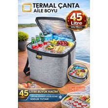 Deftion 45 Litre Termoslu Kamp Piknik ve Plaj Çantası Termal Isı Yalıtımlı Keten Sıcaktan Koruyan Çanta Gri