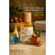 Swanfeat Argan Yağlı Çift Fazlı Yüz ve Göz Makyaj Temizleme Suyu 100 ml Tüm Cilt Tipleri İçin Arındırıcı