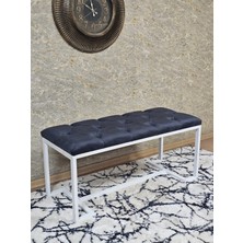 Sevinç Mobilya Beyaz Boyalı - L - Ayaklı 100 cm x 38 cm Oturak - Bench - Makyaj Taburesi - Makyaj Oturak