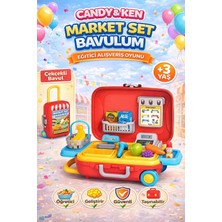 SAYICI Kids Candy & Ken Market Set Bavulum | +3 Yaş Kasiyer Oyuncak Seti | Çantalı Eğitici Market Oyunu