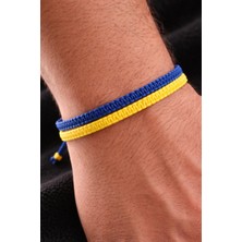 Crystal Atelier Sarı Lacivert Makrome Örgü Taraftar Ikili Unisex Bileklik 16 Cm-28 cm