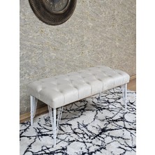 Sevinç Mobilya Beyaz Boyalı Tel Ayaklı 90 cm Puf Bench - Puf - Bench - Kasalı Oturak - Oturak - Yatak Ucu Puf