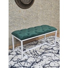 Sevinç Mobilya Beyaz Boyalı - L - Ayaklı 100 cm x 38 cm Oturak - Bench - Makyaj Taburesi - Makyaj Oturak