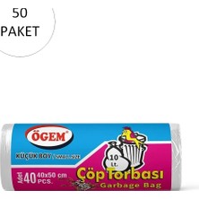 Pileli Store Küçük Boy Çöp Torbası 40 x 50 cm 40 Lı Rulo x 50 Paket = 2.000 Adet (Şeffaf)