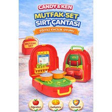 SAYICI Kids Candy & Ken Mutfak Set Sırt Çantası | +3 Yaş Evcilik Mutfak Oyuncak Seti | Taşınabilir Çantalı Oyun
