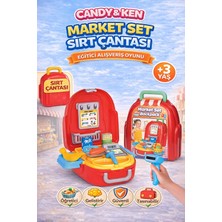 SAYICI Kids Candy & Ken Market Set Sırt Çantası | +3 Yaş Çantalı Kasiyer Oyuncak Seti | Taşınabilir Market Oyunu