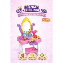 SAYICI Kids Prenses Güzellik Masası | Aynalı Makyaj Oyuncak Seti +3 Yaş | Eğitici Kuaför & Güzellik Oyunu