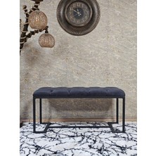 Sevinç Mobilya Siyah Boyalı - L - Ayaklı 100 cm x 38 cm Oturak - Bench - Makyaj Taburesi - Makyaj Oturak