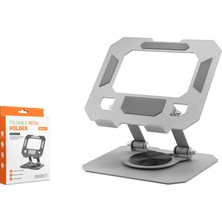 İlk El Grup 360 Derece Döner Katlanir Ayarlanabilir Masaüstü Tablet ve Telefon Standi Metal - Gümüş HDX802