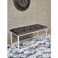 Sevinç Mobilya Beyaz Boyalı Diktörtgen 100 cm x 40 cm Oturak Puf - Bench - Makyaj Oturağı - Oturak