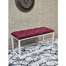 Sevinç Mobilya Beyaz Boyalı Diktörtgen 100 cm x 40 cm Oturak Puf - Bench - Makyaj Oturağı - Oturak