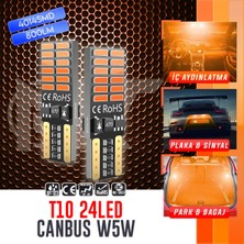 T10 LED Dipsiz W5W Canbus 24 Ledli Turuncu Park Plaka Ampul 2 Adet