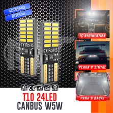 T10 LED Dipsiz W5W Canbus 24 Ledli Beyaz Park Plaka Ampul 2 Adet