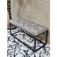 Sevinç Mobilya Siyah Boyalı Diktörtgen 100 cm x 40 cm Oturak Puf - Bench - Makyaj Oturağı - Oturak