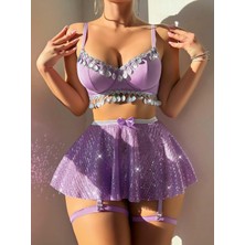 Gecem Giyim Kadın Mor Pul Detaylı Fantezi Kostüm 2269