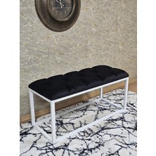 Sevinç Mobilya Beyaz Boyalı Diktörtgen 100 cm x 40 cm Oturak Puf - Bench - Makyaj Oturağı - Oturak
