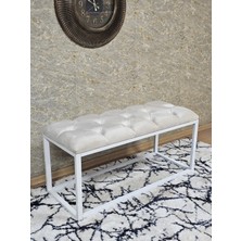 Sevinç Mobilya Beyaz Boyalı Diktörtgen 100 cm x 40 cm Oturak Puf - Bench - Makyaj Oturağı - Oturak