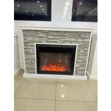 Taş Desenli Dekoratif Isıtmali Şömine Ledli