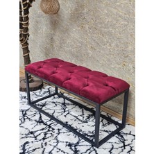 Sevinç Mobilya Siyah Boyalı Diktörtgen 100 cm x 40 cm Oturak Puf - Bench - Makyaj Oturağı - Oturak