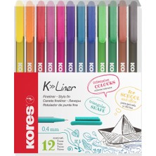Kores Fineliner 0.4 mm İnce Uçlu Kalem 12'li Set