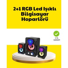 Pileli Store 2.1 USB Bağlantılı Oyun Hoparlörü Renkli LED Işıklı