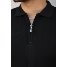 Modaurul Erkek Yakası Fermuarlı Kısa Kollu T-Shirt