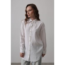 Modaurul Yan Büzmeli Tunik Gömlek - Beyaz