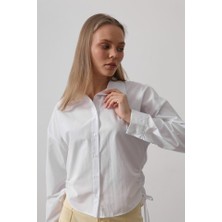 Modaurul Yanları Bağlamalı Basic Gömlek - Beyaz