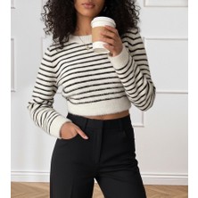 Modaurul Kadın Uzun Kollu Balıkçı Yaka Crop Triko Bluz