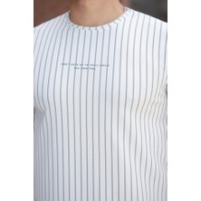 Modaurul Erkek Dikey Çizgili Ottoman Kumaş Kısa Kollu T-Shirt