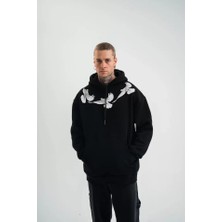 Modaurul Unisex Uzun Kol Bisiklet Yaka Yıkamalı Sweatshirt - Siyah