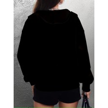 Modaurul Kadın Uzun Kollu Kapşonlu Fermuarlı Önden Cep Detaylı Şardonlu Iki Iplik Ceket