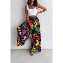 Modaurul Kadın Yüksek Bel Lastikli Desenli Süprem Pantolon