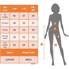 Modaurul Kadın Yüksek Bel Lastikli Yan Şerit Detaylı Deri Pantolon