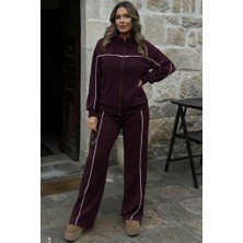 Modaurul Kadın Uzun Kollu Önden Fermuarlı Bluz ve Pantolon Modal Ikili Takım