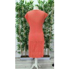 Modaurul Kadın Sıfır Kol V Yaka Yanı Derin Yırtmaçlı Midi Boy Triko Elbise