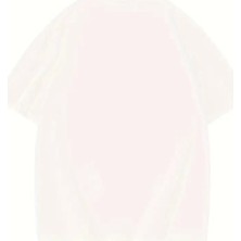 Modaurul Thousand Baskılı Oversize Bisiklet Yaka T-Shirt - Beyaz