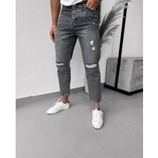 Modaurul Erkek Füme Yırtık Detaylı Mom Jean