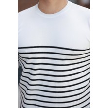 Modaurul Erkek Çizgi Desenli Bisiklet Yaka Kısa Kollu T-Sihrt