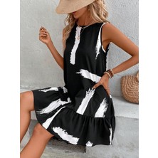 Modaurul Kadın Kolsuz Bisiklet Yaka Arkadan Fiyonklu Süprem Kısa Elbise