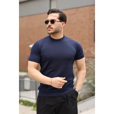 Modaurul Erkek Fitilli Bisiklet Yaka Triko Tişört