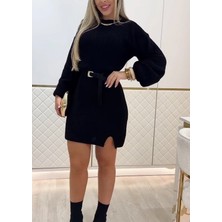 Modaurul Kadın Uzun Kollu Yuvarlak Yakalı Kısa Triko Elbise
