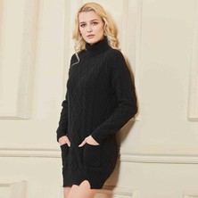 Modaurul Loren Yünlü Motifli Midi Boy Triko Elbise
