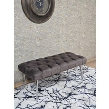 Sevinç Mobilya Krom Kaplama Sivriltme Ayaklı 90 cm Puf Bench - Puf - Bench - Kasalı Oturak - Oturak - Yatak Ucu Puf