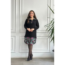 Etek ve Yaka Pazen Detaylı Sweat Elbise